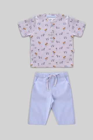 Rouned Printed Pajamas Set