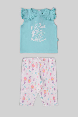 Rouned Printed Pajamas Set