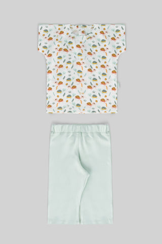Rouned Printed Pajamas Set