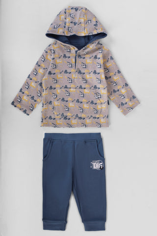 Hooded Printed Pajamas Set