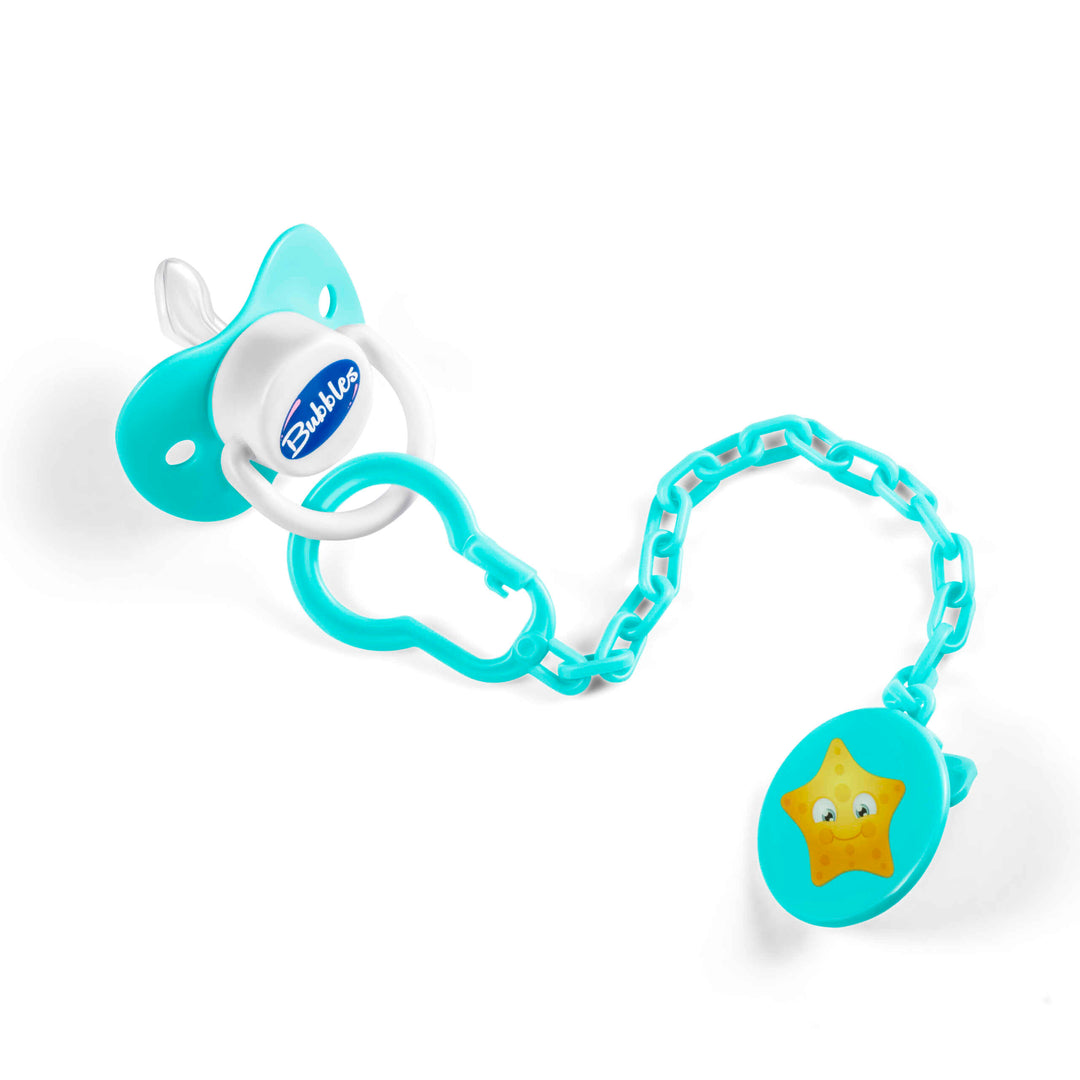 Bubbles Beveled Soother Pacifier with Chain 843739