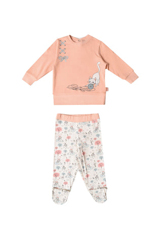 Printed Long Sleeve pajamas Set 2 Pieces