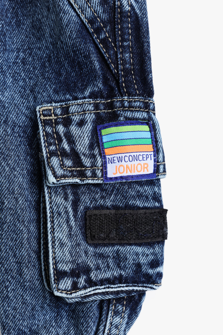 Baby Boys Medium Blue Cargo Fit Denim Pant