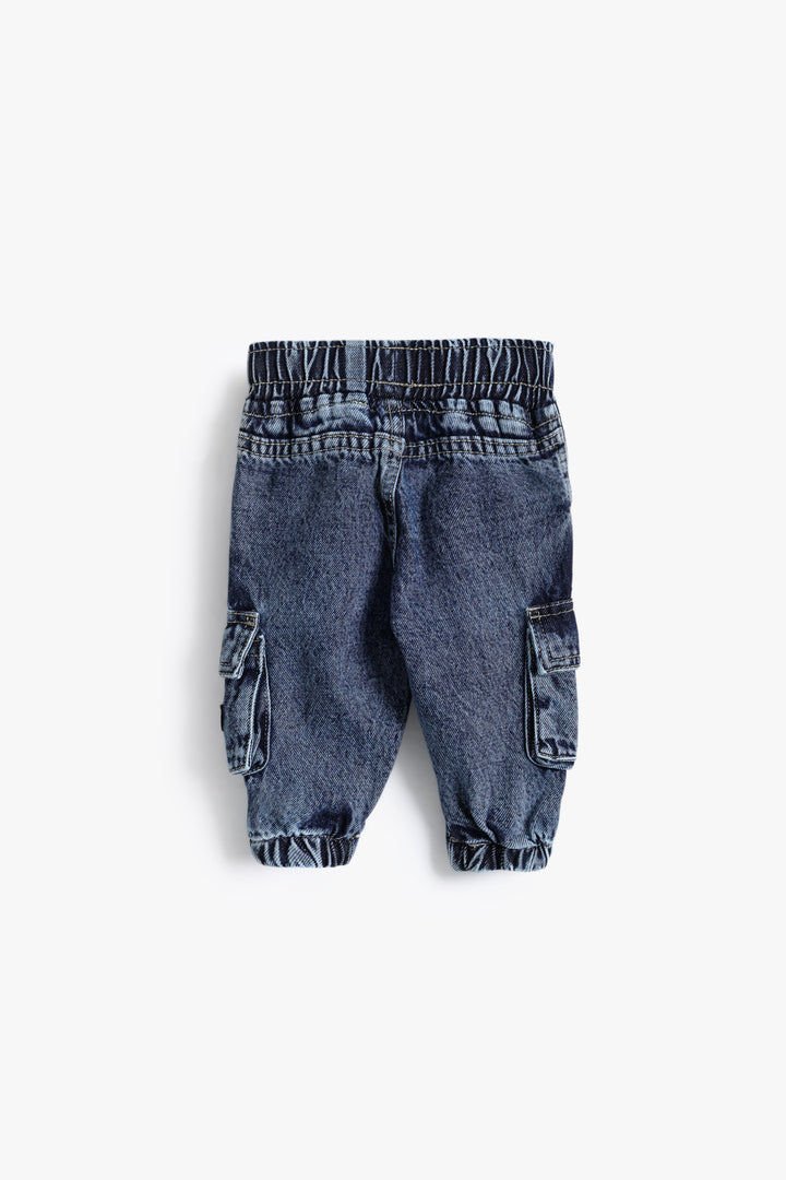Baby Boys Medium Blue Cargo Fit Denim Pant