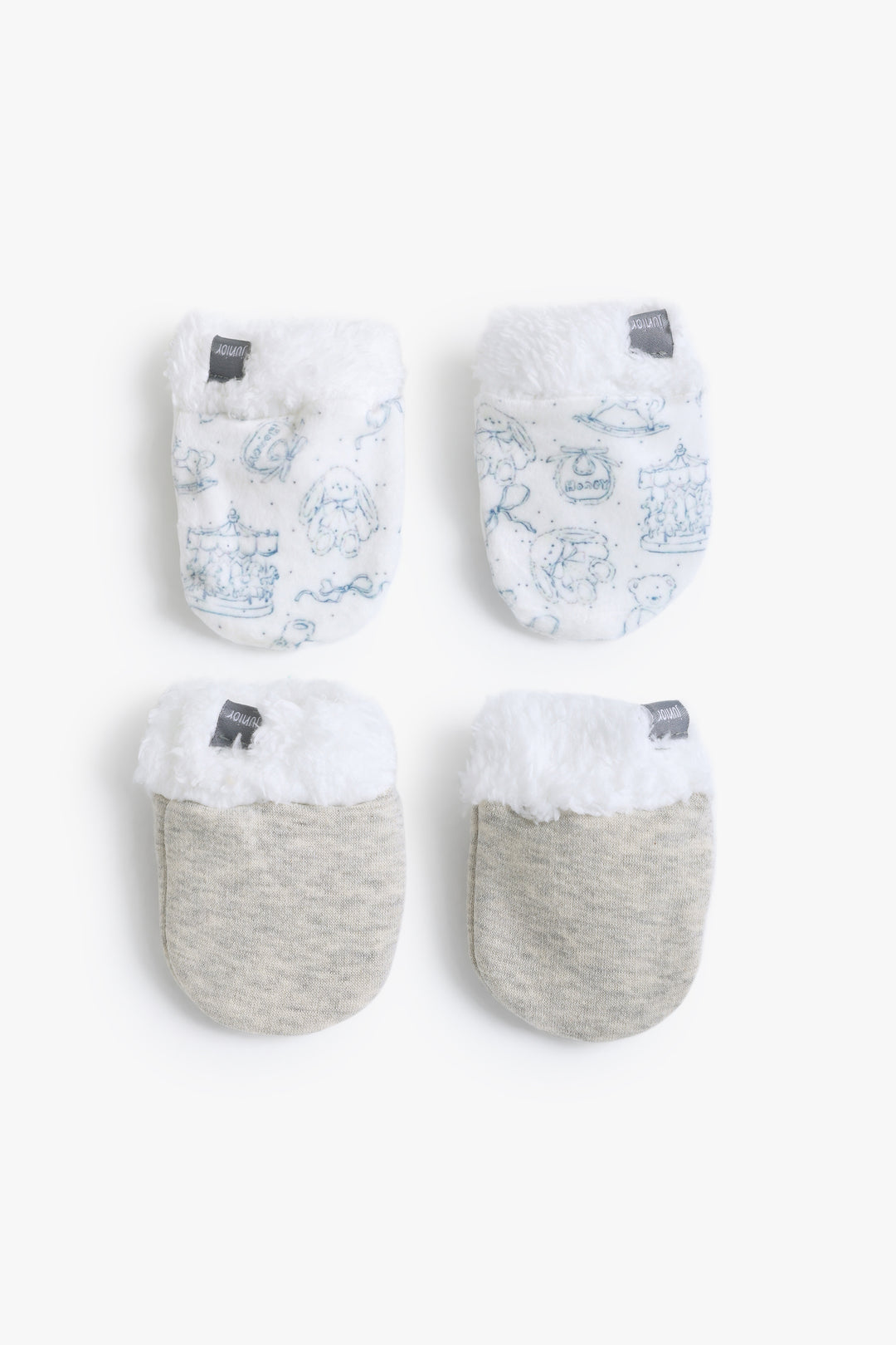 Baby Boys Teddy Mittens Pack Of 2