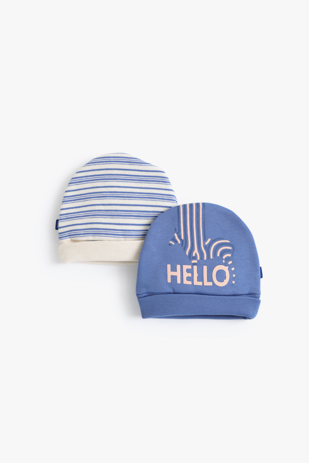 Baby Boys Striped Animals Cap Pack Of 2