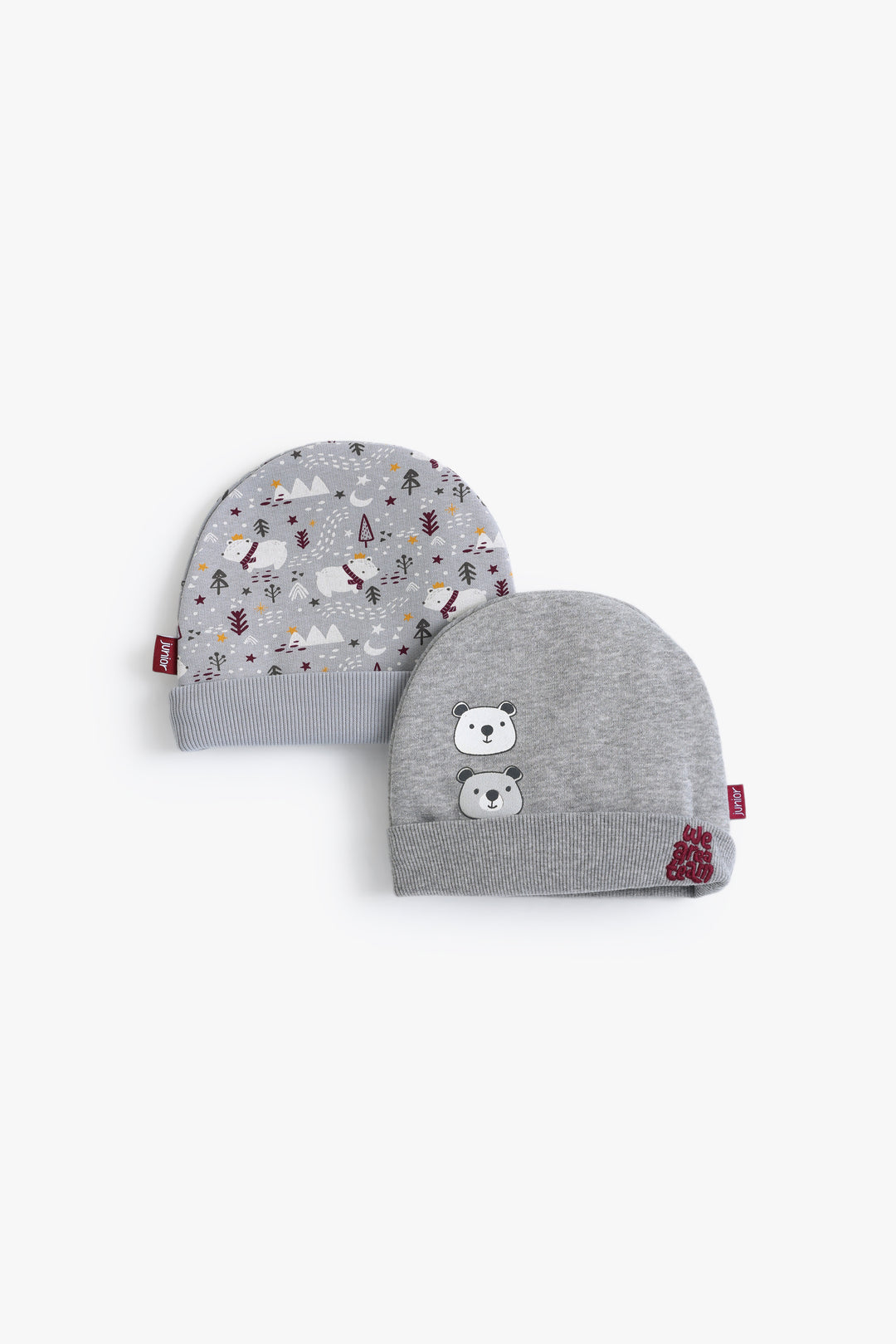 Baby Boys Hello Bear Cap Pack Of 2