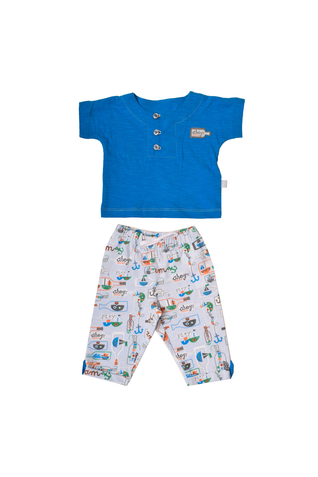 Printed Short Sleeve Pajamas Set