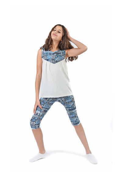 Printed Sleeveless Pajamas Set 2 Pieces