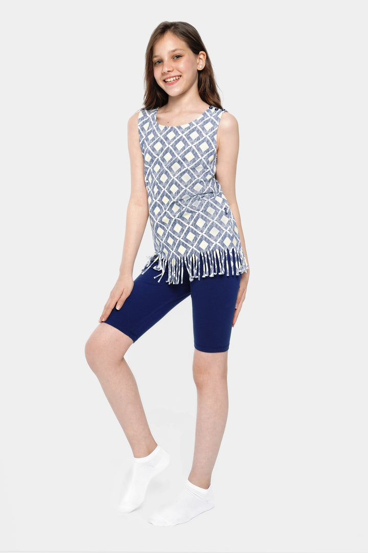 Round Printed Sleeveless Set
