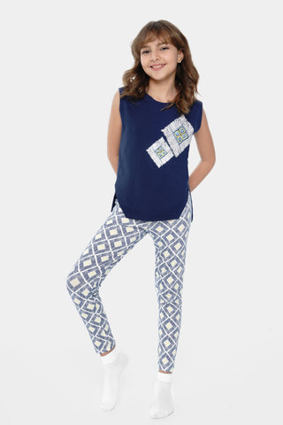 Round Printed Pajamas Set 2 Pieces