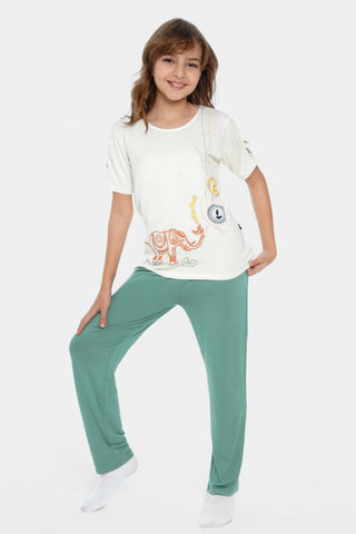 Round Printed Pajamas Set 2 Pieces