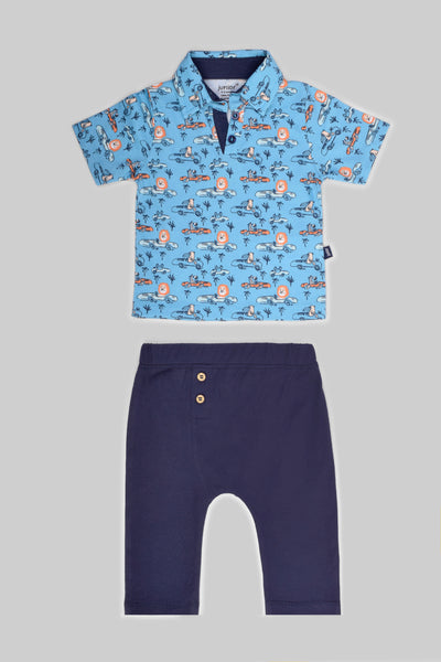 Rouned Printed Pajamas Set