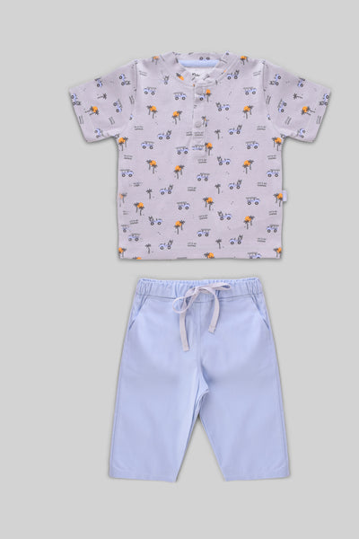 Rouned Printed Pajamas Set