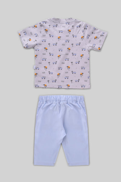 Rouned Printed Pajamas Set