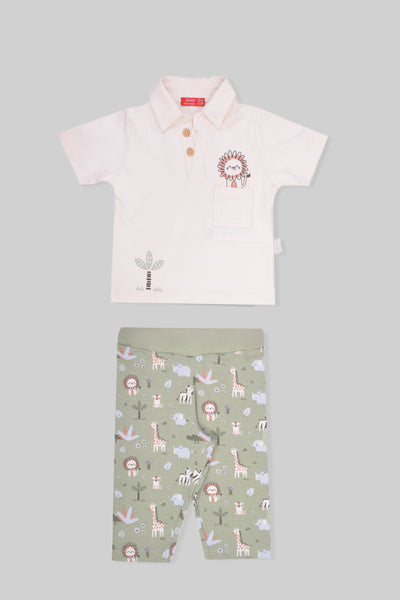 Rouned Printed Pajamas Set