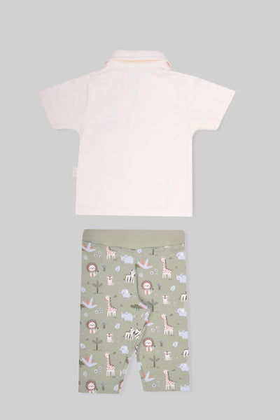 Rouned Printed Pajamas Set