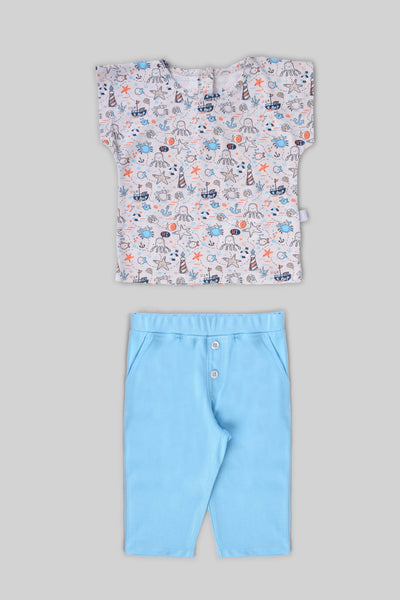 Rouned Printed Pajamas Set