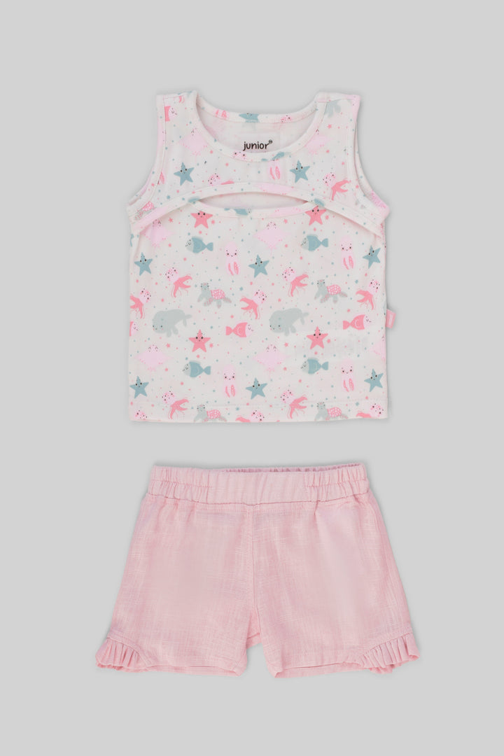 Rouned Printed Pajamas Set
