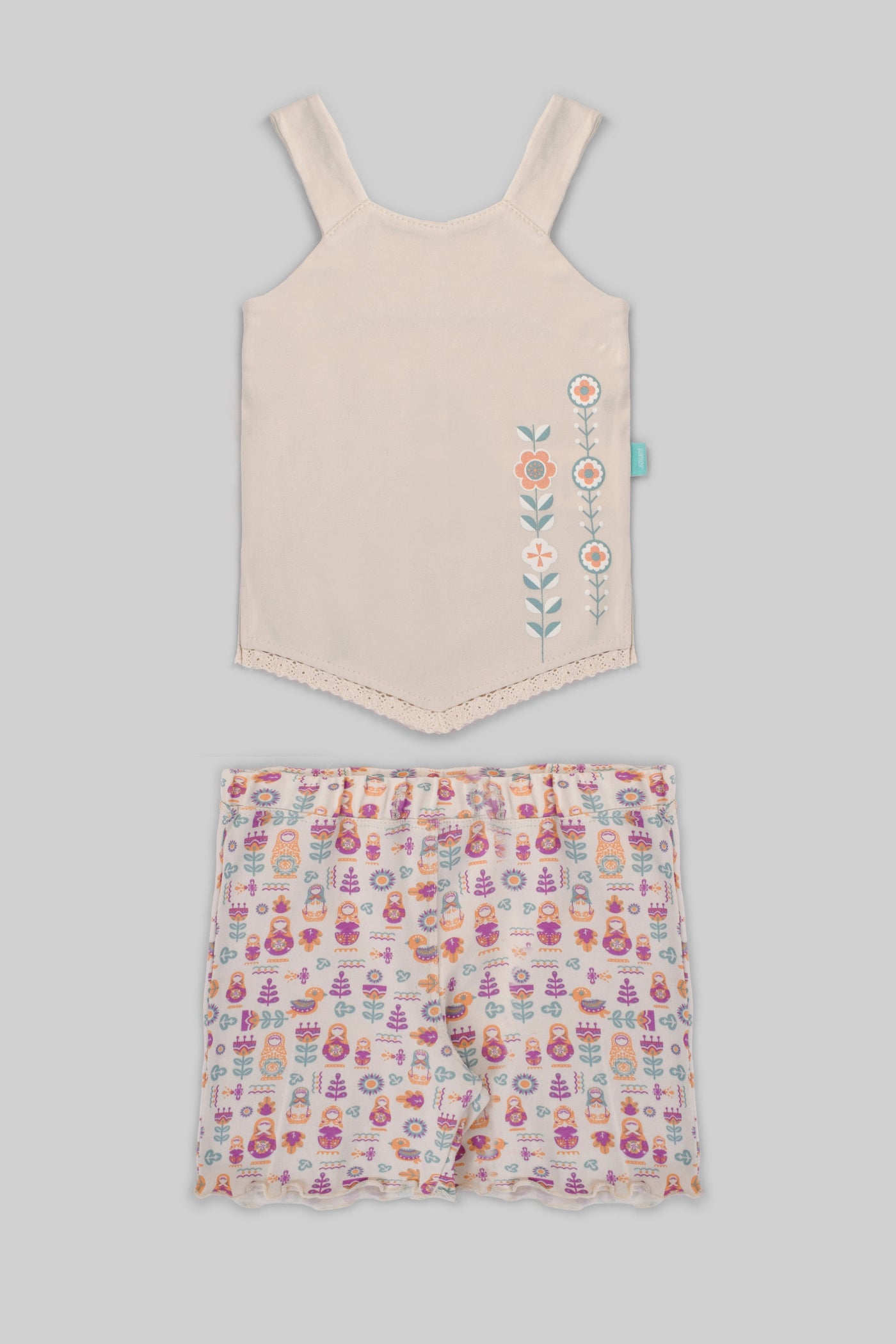 Rouned Printed Pajamas Set