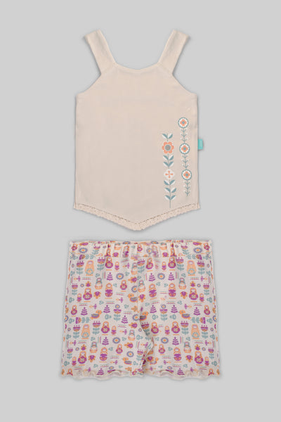 Rouned Printed Pajamas Set