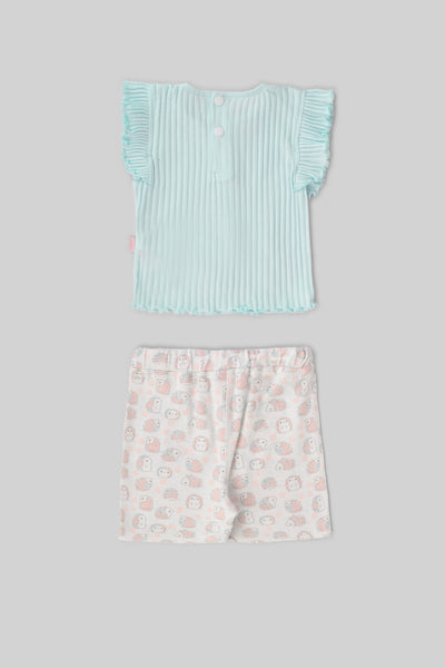 Rouned Printed Pajamas Set