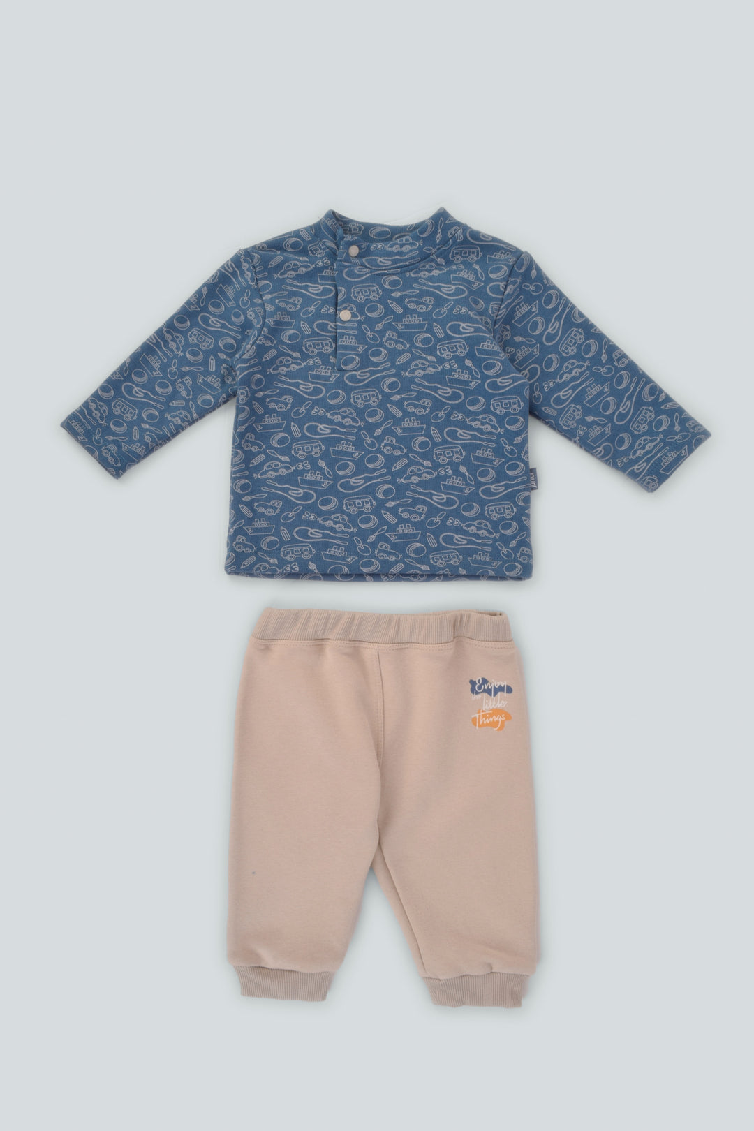 High Collar Printed Pajamas Set