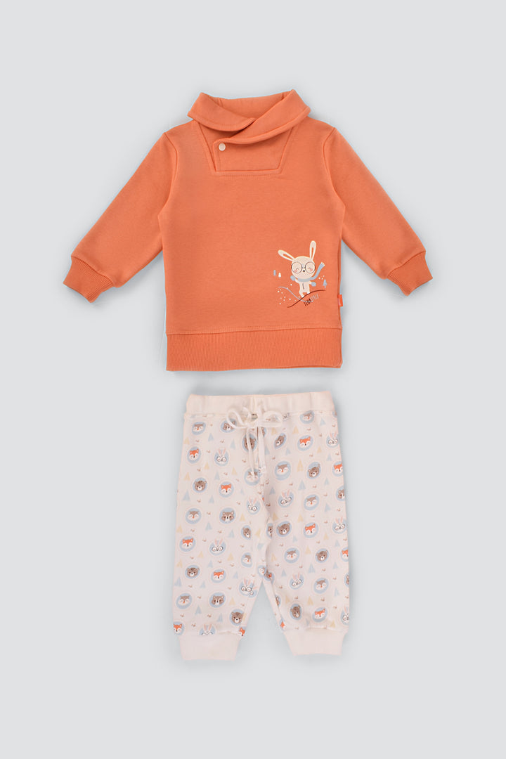 High Collar Printed Pajamas Set