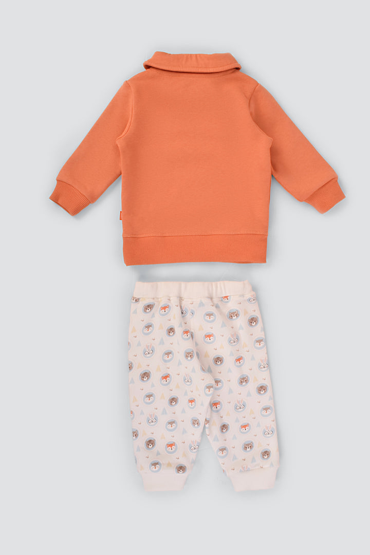 High Collar Printed Pajamas Set