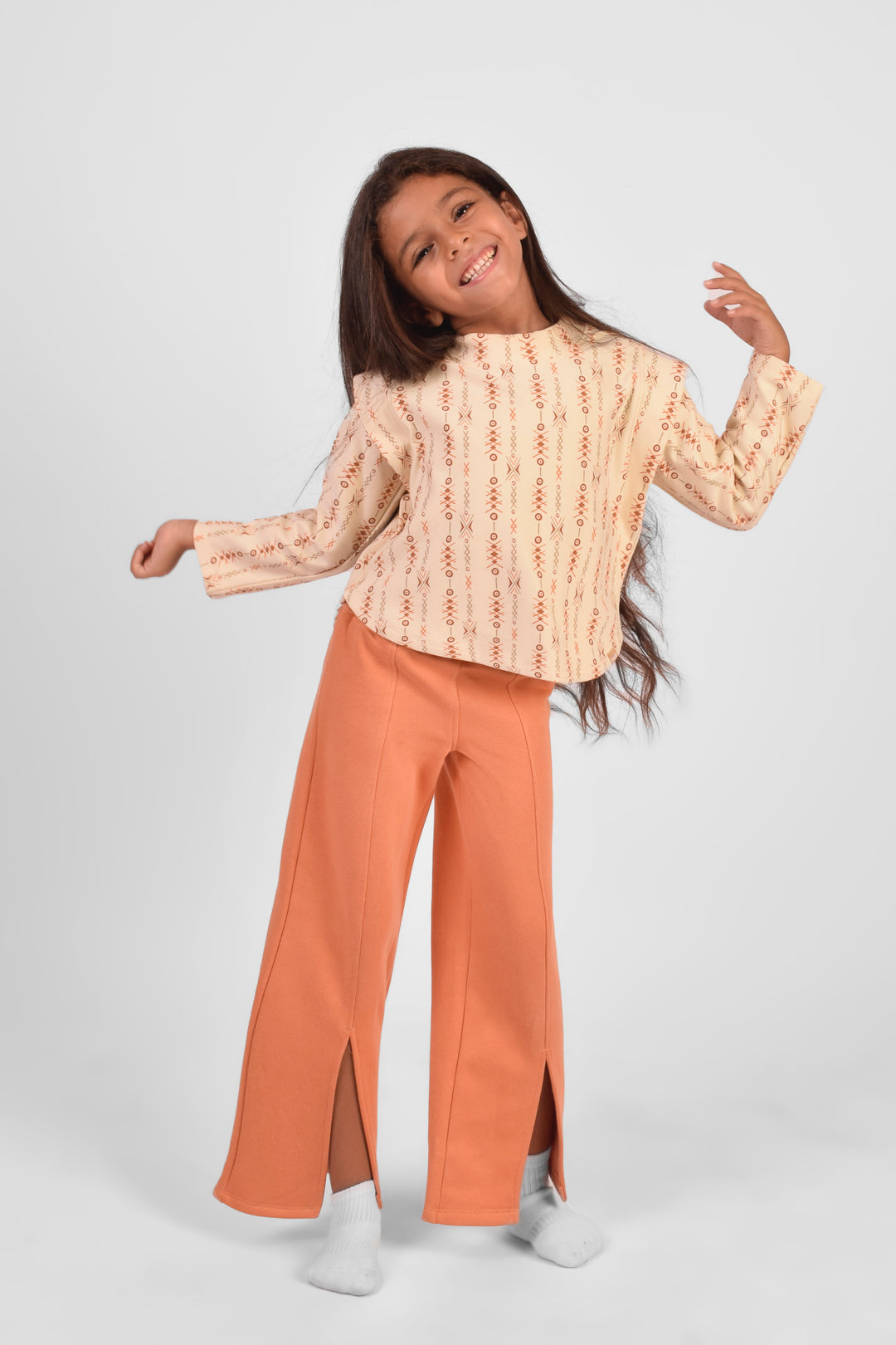 High Collar Printed Pajamas Set