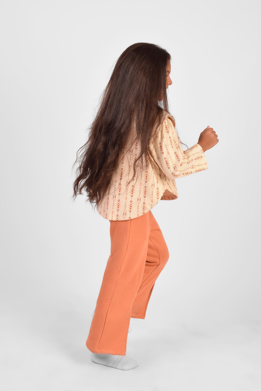 High Collar Printed Pajamas Set