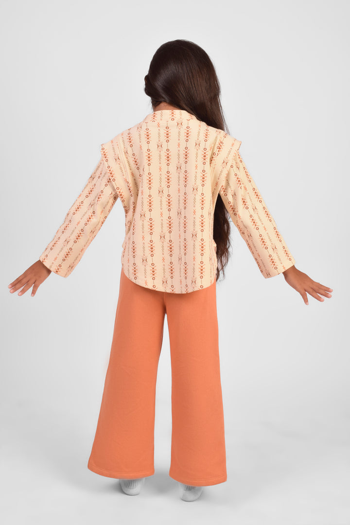 High Collar Printed Pajamas Set