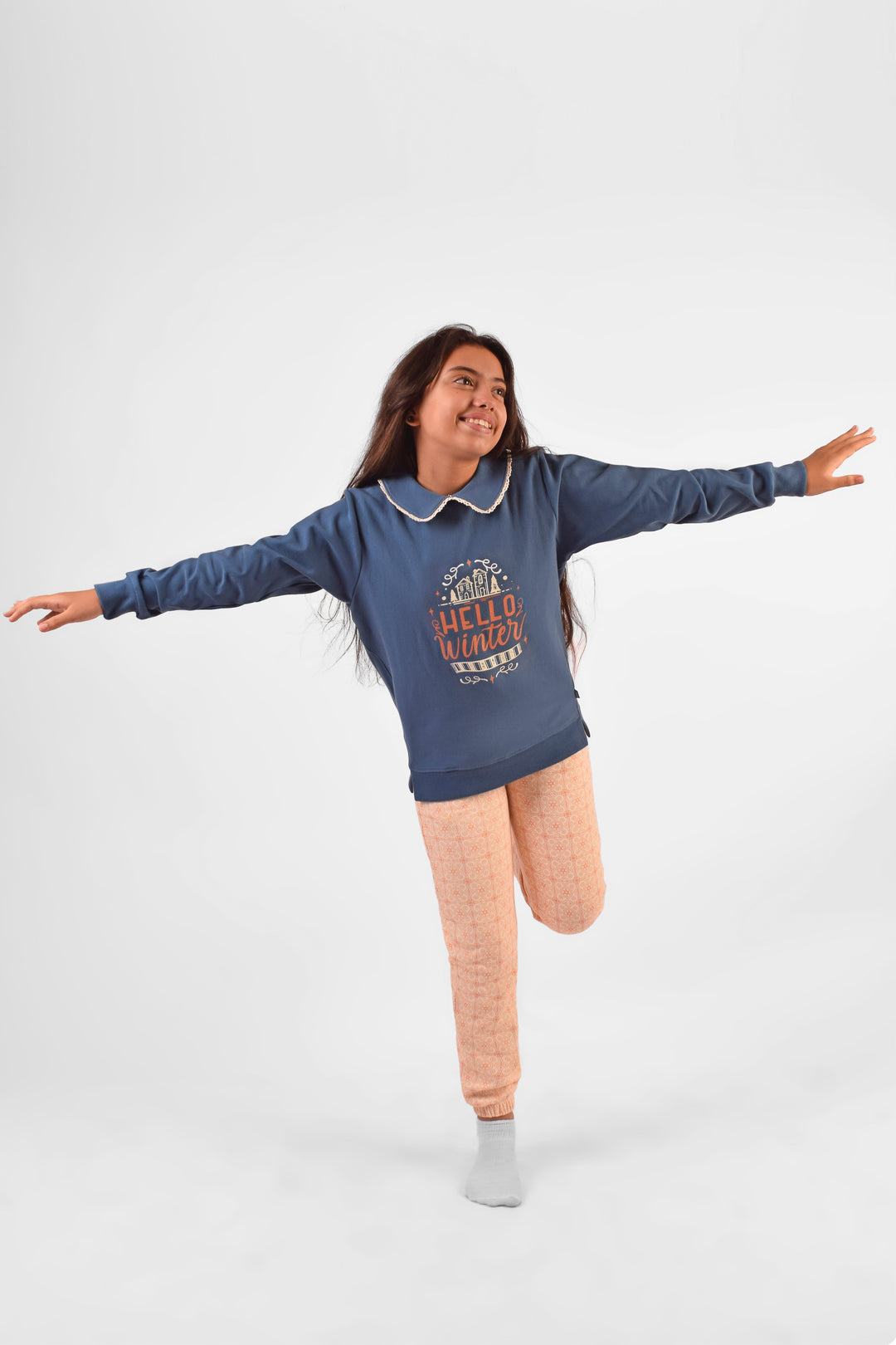 Collar Printed Pajamas Set