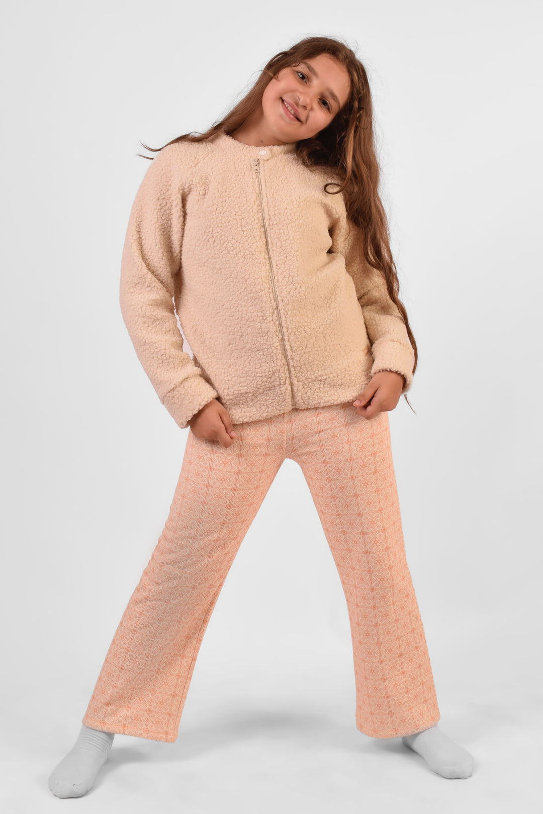 High Collar Printed Pajamas Set