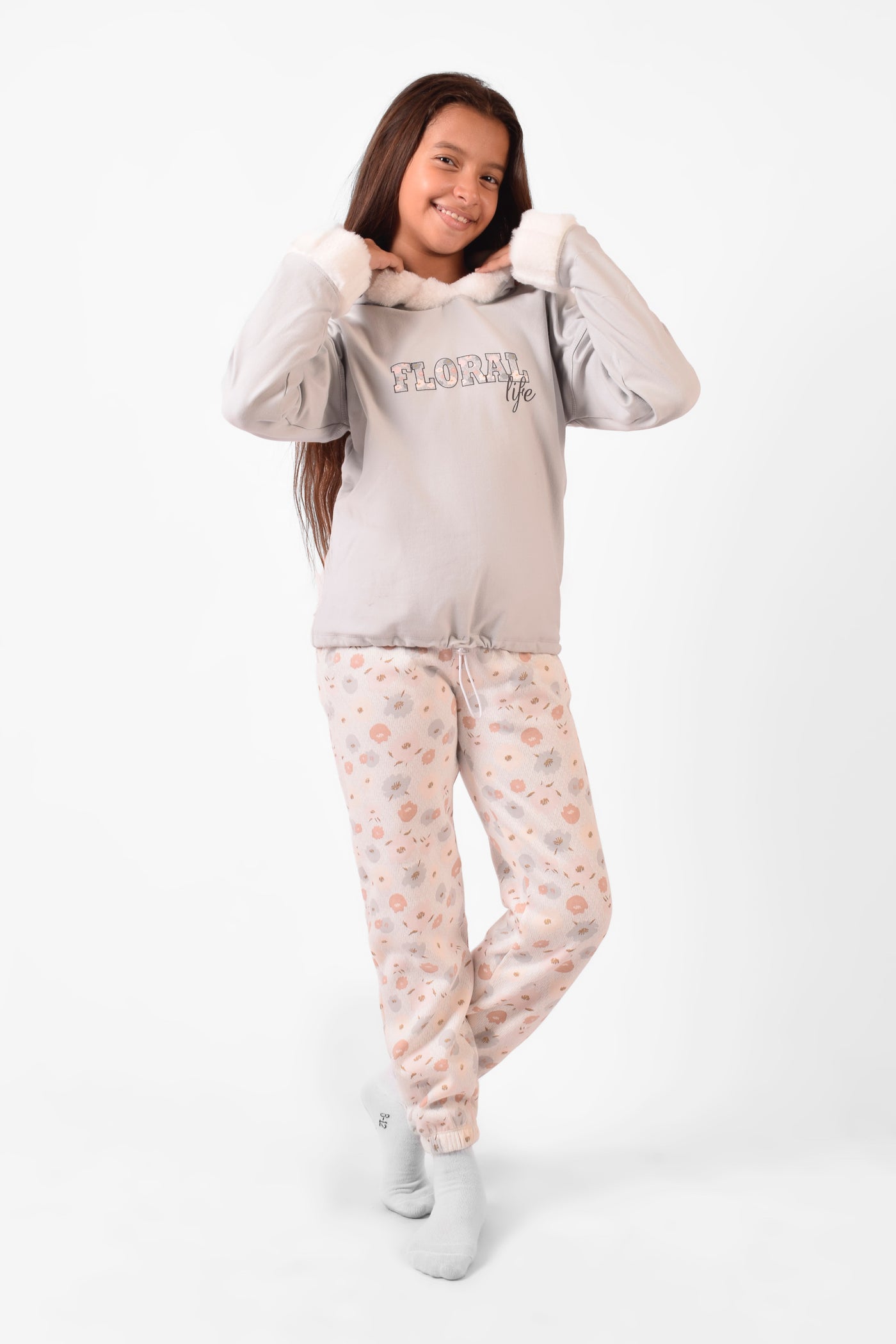 Hooded Printed Pajamas Set