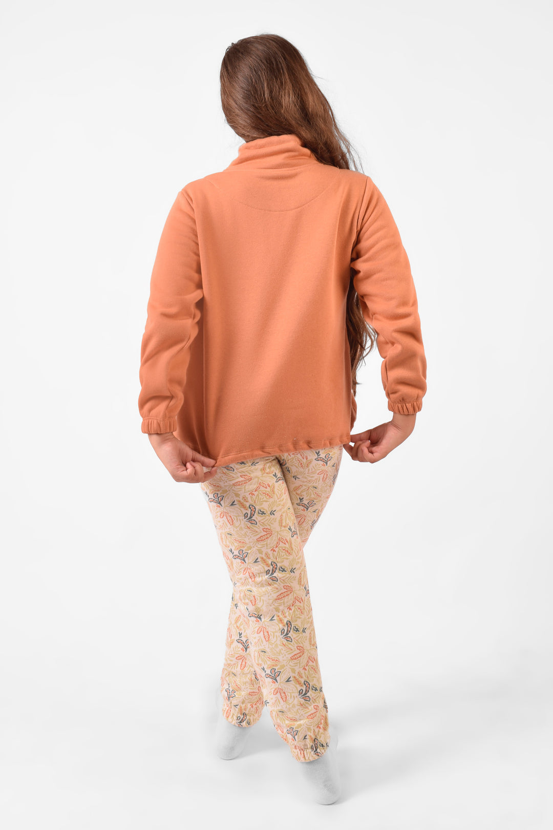 High Collar Printed Pajamas Set