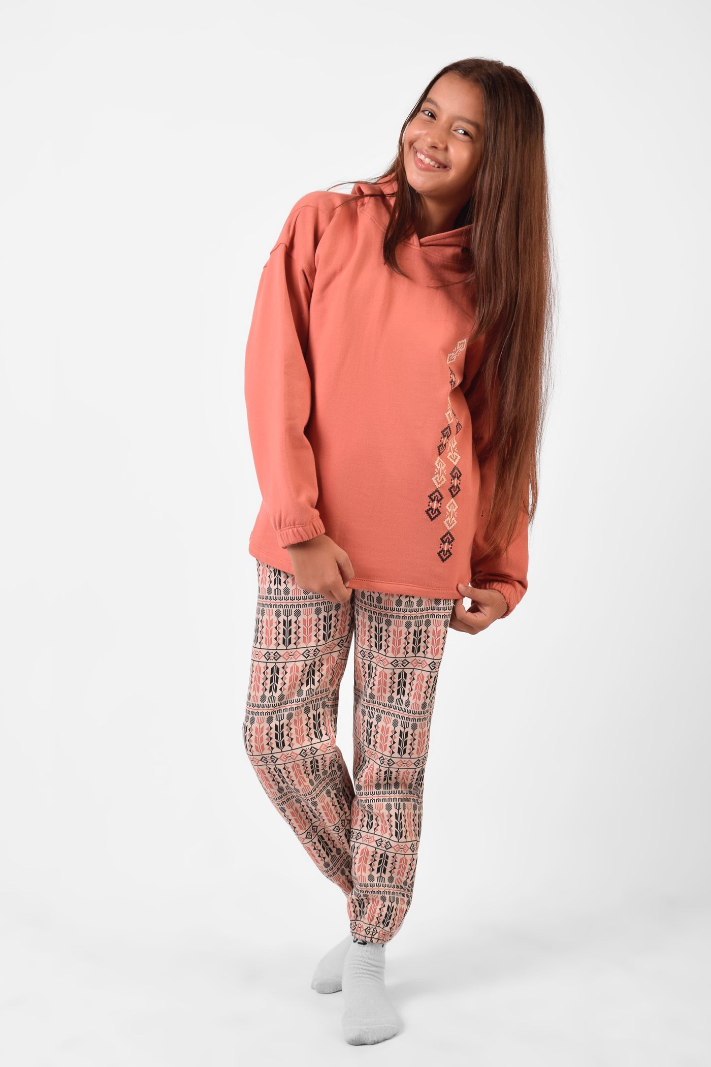 Hooded Printed Pajama Set