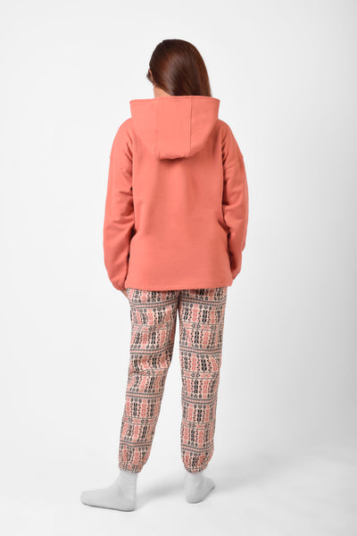 Hooded Printed Pajamas Set