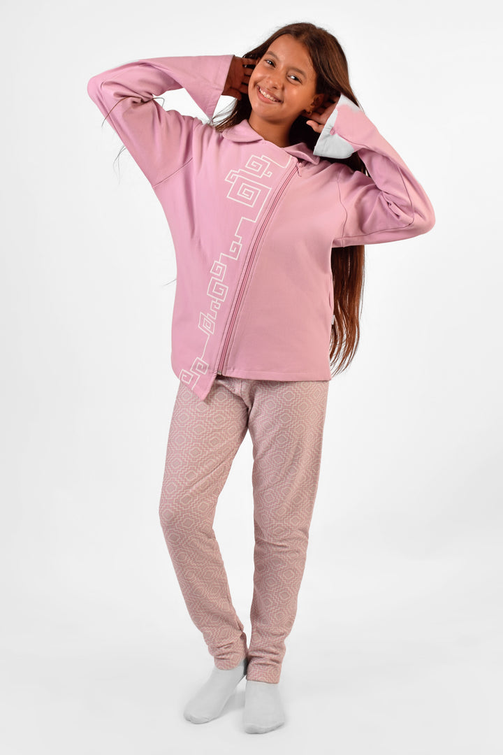 High Collar Printed Pajamas Set