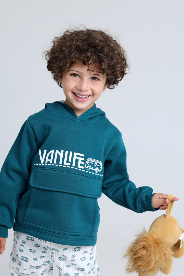 Hooded Printed Pajamas Set 22253007