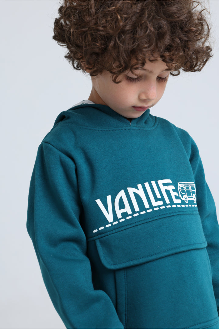 Hooded Printed Pajamas Set 22253007