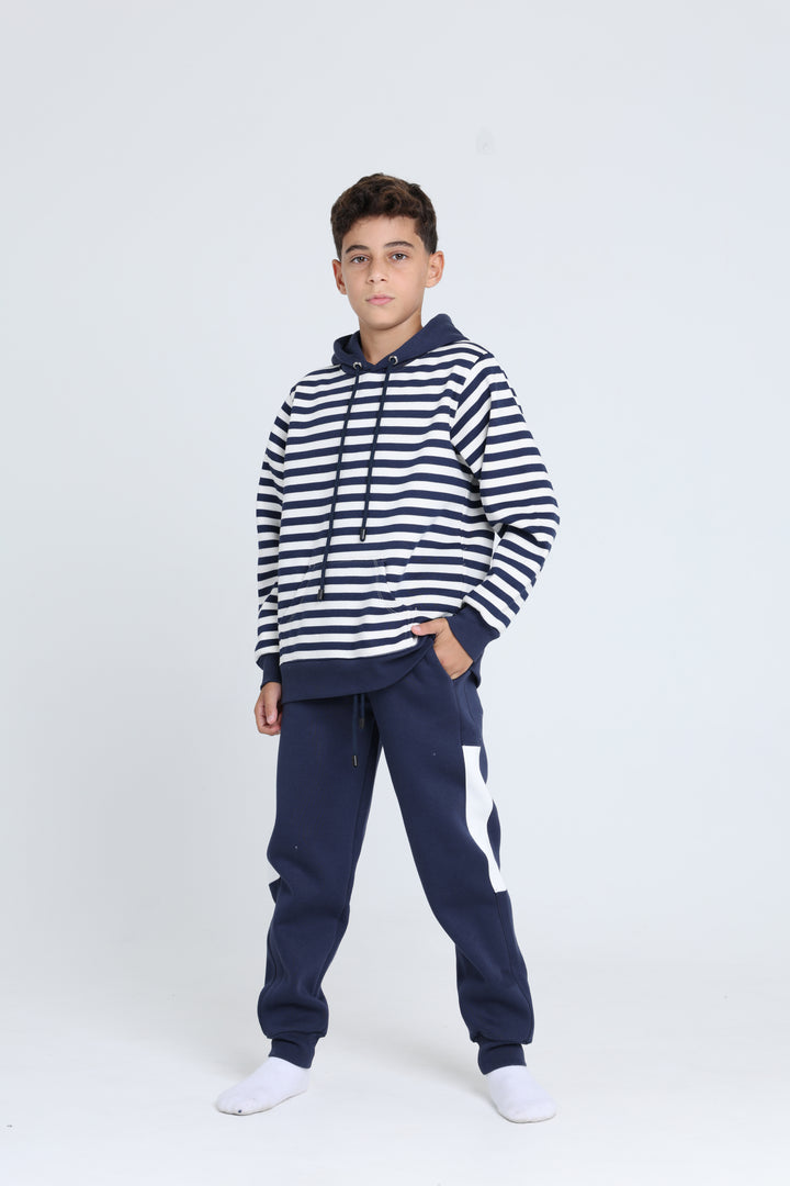 Hooded Stripe Pajamas Set 22253210