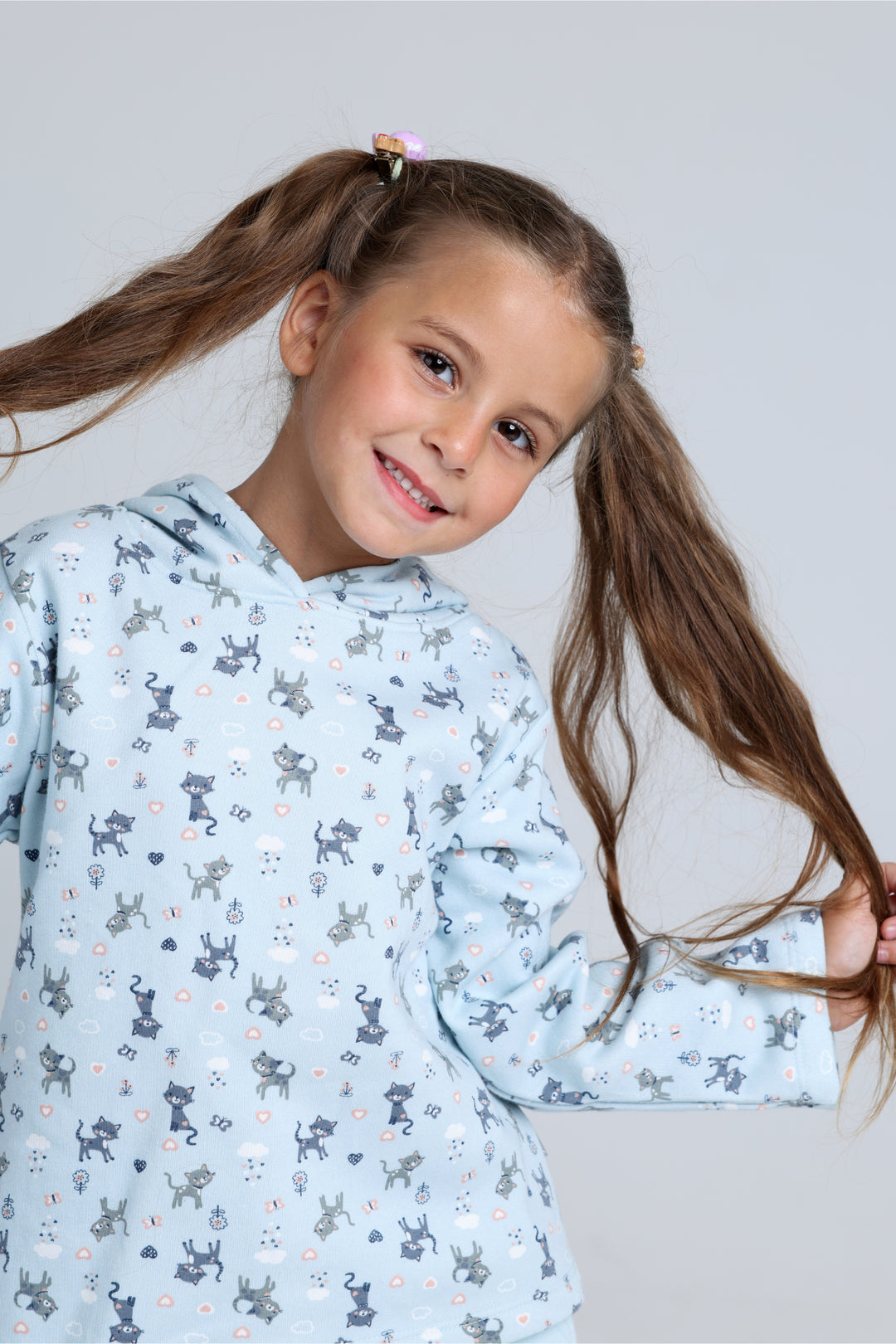 Hooded Printed Pajamas Set 22253404