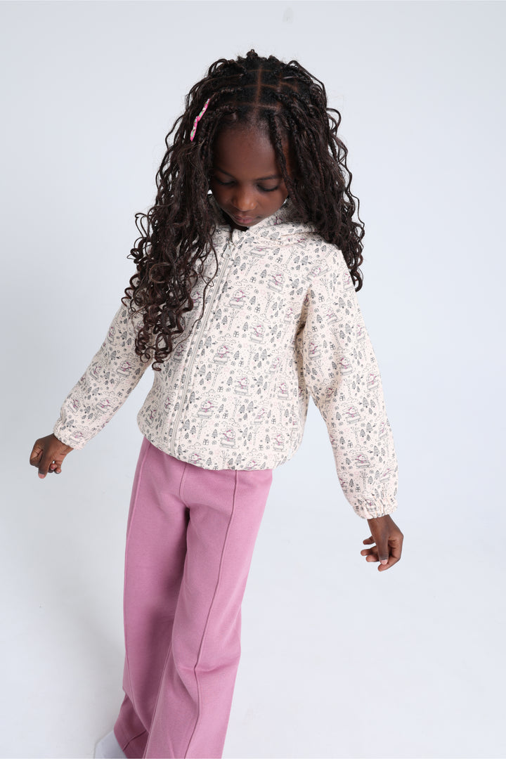Hooded Printed Pajamas Set  22253408