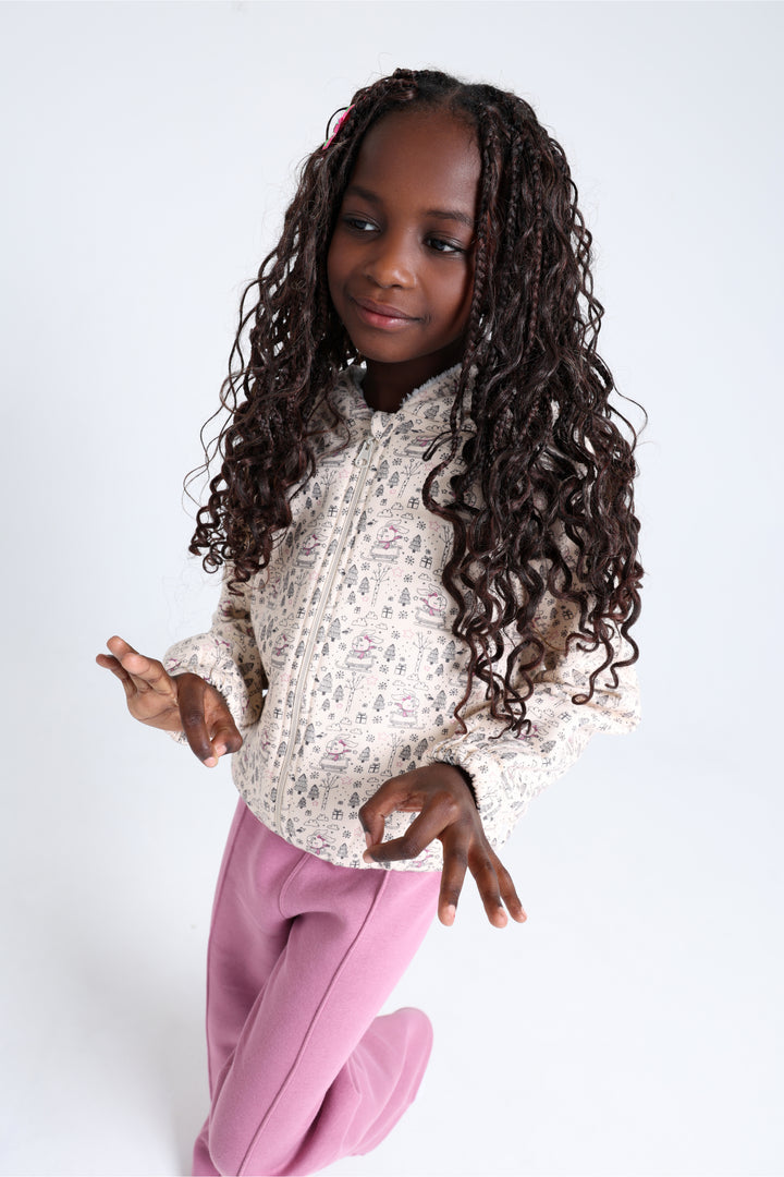 Hooded Printed Pajamas Set  22253408