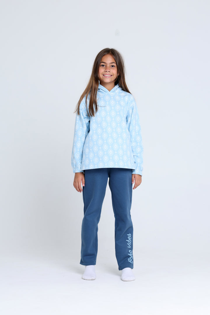 Hooded Printed Pajamas Set 22253604