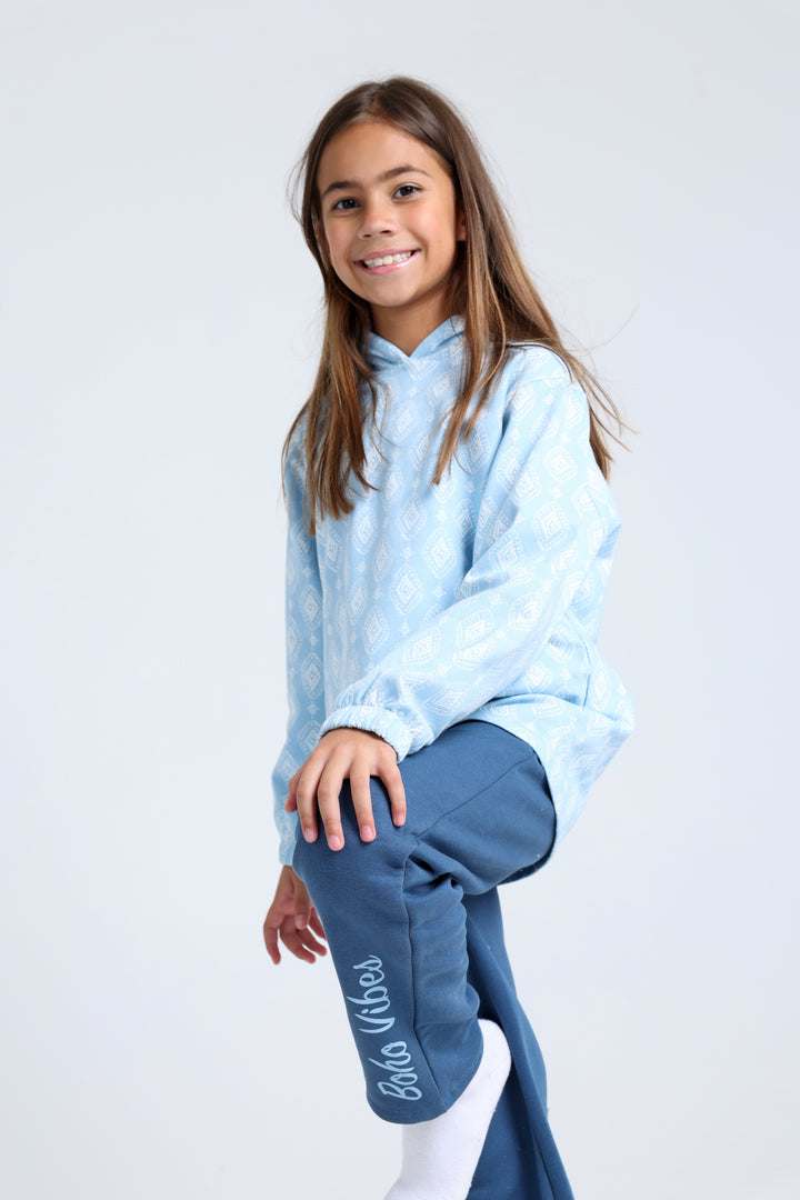 Hooded Printed Pajamas Set 22253604