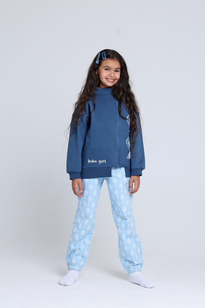 High Collar Printed Pajamas Set 22253605
