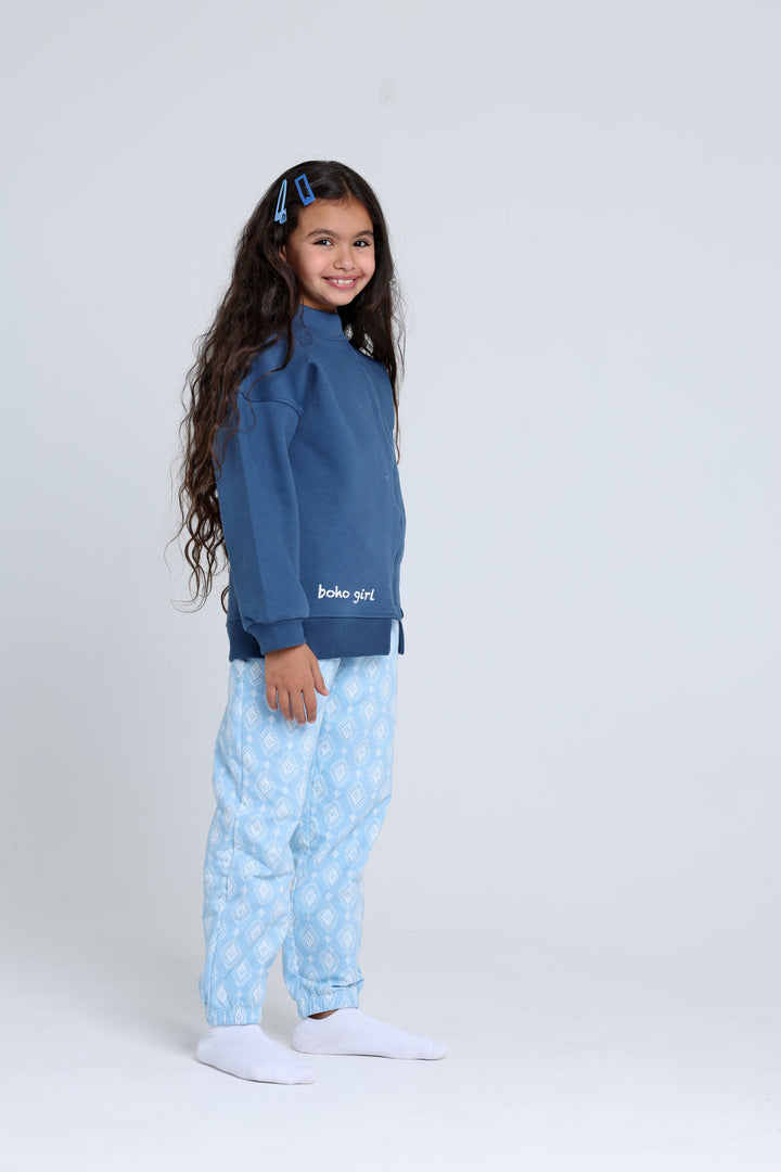 High Collar Printed Pajamas Set 22253605