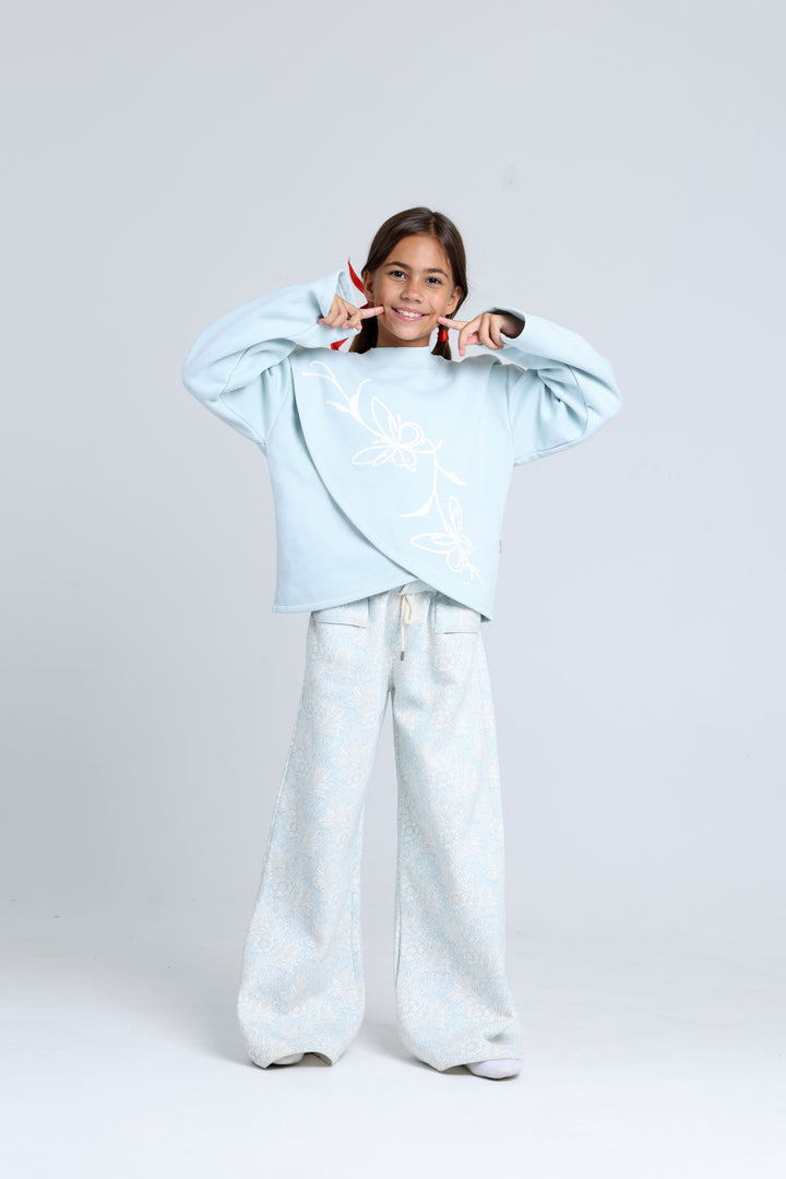High Collar Printed Pajamas Set 22253606